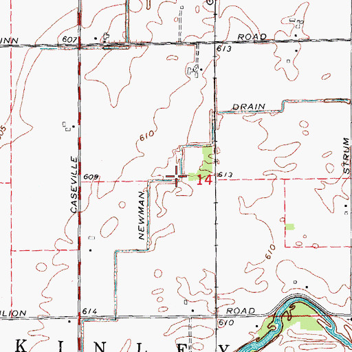 Topographic Map of Newman Drain, MI