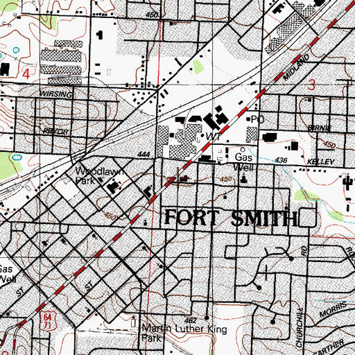 Topographic Map of First Church of God, AR