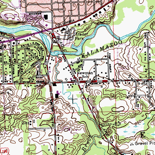 Topographic Map of Newman School, MI