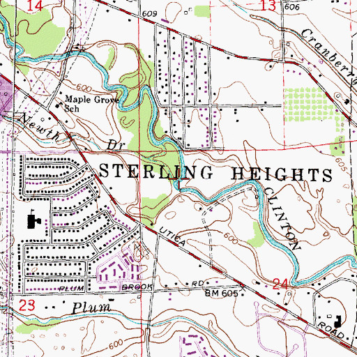 Topographic Map of Newth Drain, MI