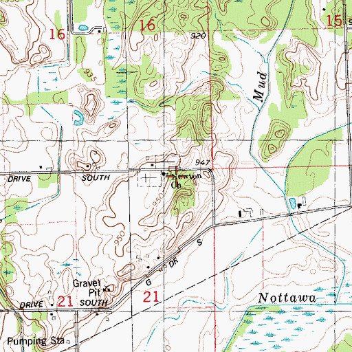 Topographic Map of Newton Church, MI