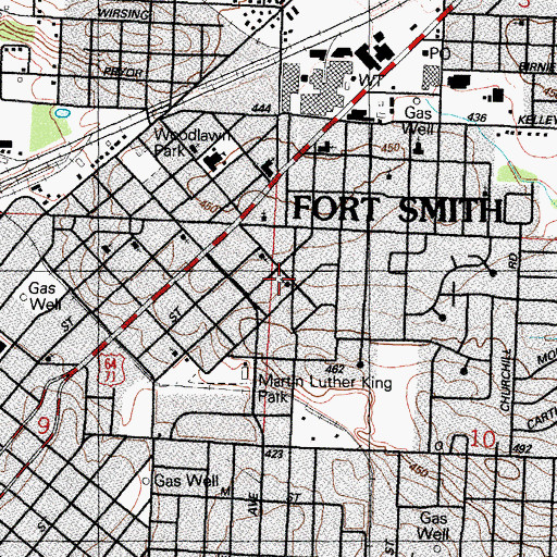 Topographic Map of First Church of God in Christ, AR