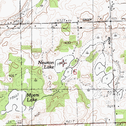 Topographic Map of Newton Lake, MI