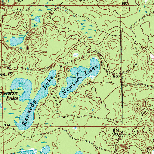 Topographic Map of Newton Lake, MI