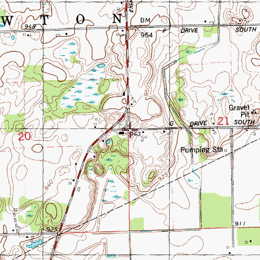 Topographic Map of Newton School, MI