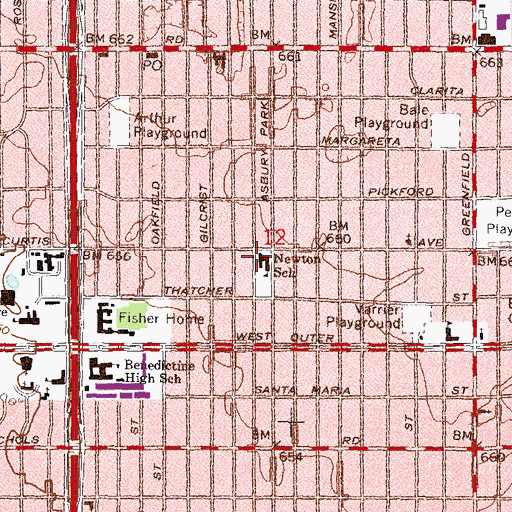Topographic Map of Newton School, MI