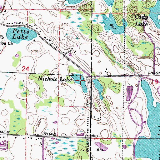 Topographic Map of Nichols Lake, MI