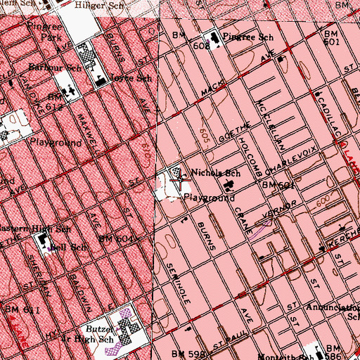 Topographic Map of Nichols School, MI