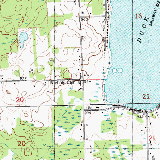 Topographic Map of Nichols School, MI