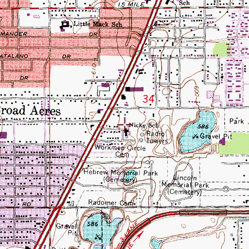 Topographic Map of Nicke School, MI