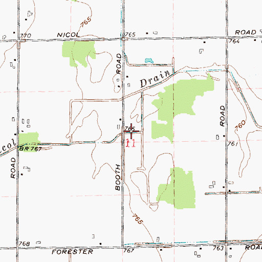 Topographic Map of Nicol Drain, MI