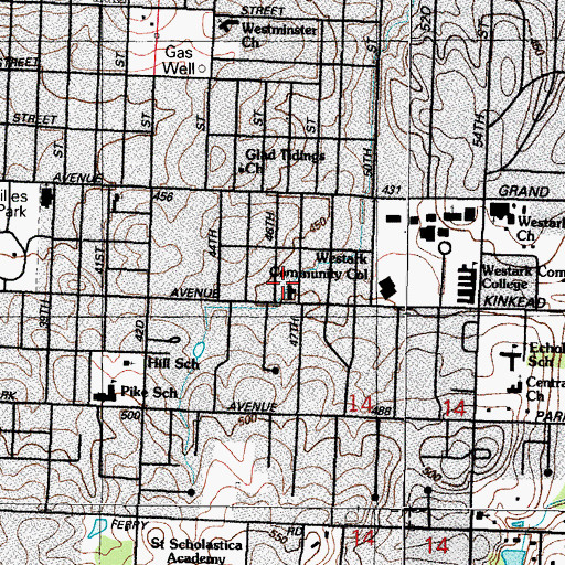 Topographic Map of First Cumberland Presbyterian Church, AR