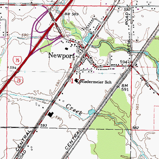 Topographic Map of Niedermeier School, MI