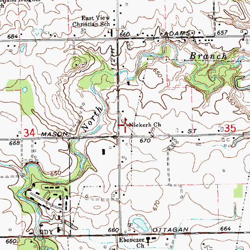 Topographic Map of Niekerk Church, MI
