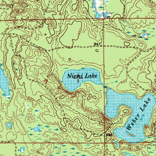 Topographic Map of Niemi Lake, MI