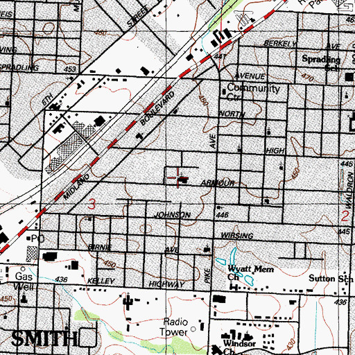 Topographic Map of First Freewill Baptist Church, AR