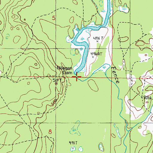 Topographic Map of Nilegan Dam, MI
