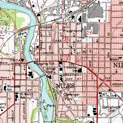 Topographic Map of Niles, MI