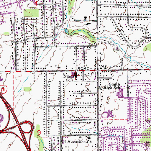 Topographic Map of Niles School, MI