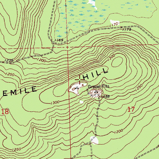 Topographic Map of Ninemile Hill, MI