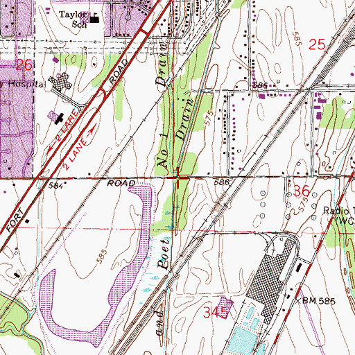 Topographic Map of Number One Drain, MI