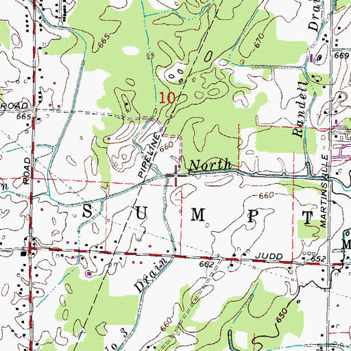 Topographic Map of Number Three Drain, MI