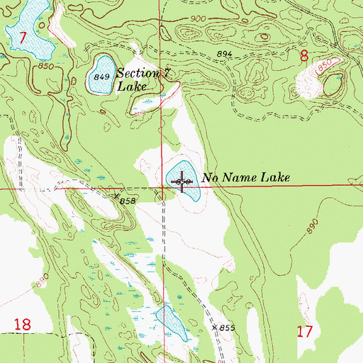 Topographic Map of No Name Lake, MI