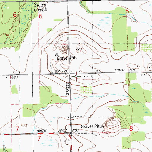 Topographic Map of Noble School, MI