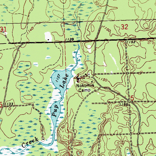 Topographic Map of Nokomis Camp, MI