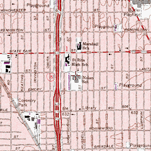 Topographic Map of Nolan School, MI