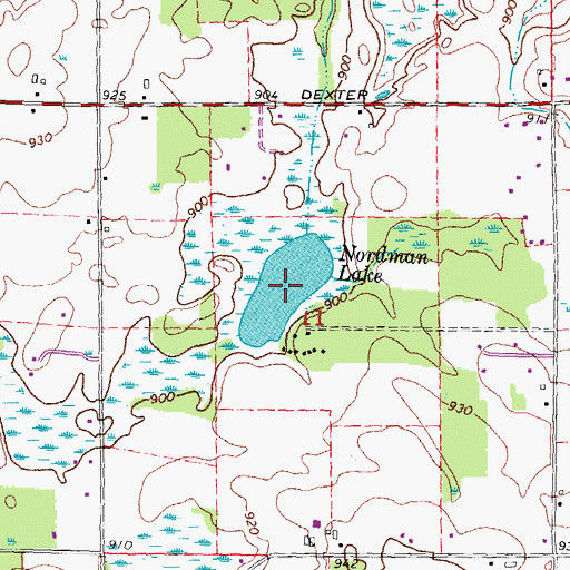 Topographic Map of Nordman Lake, MI