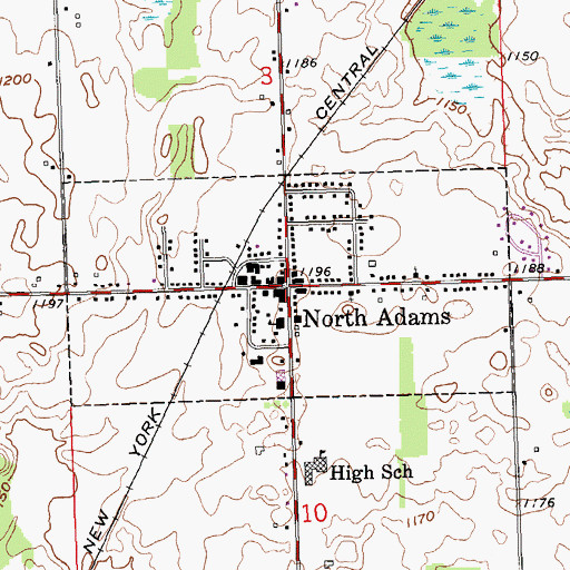 Topographic Map of North Adams, MI