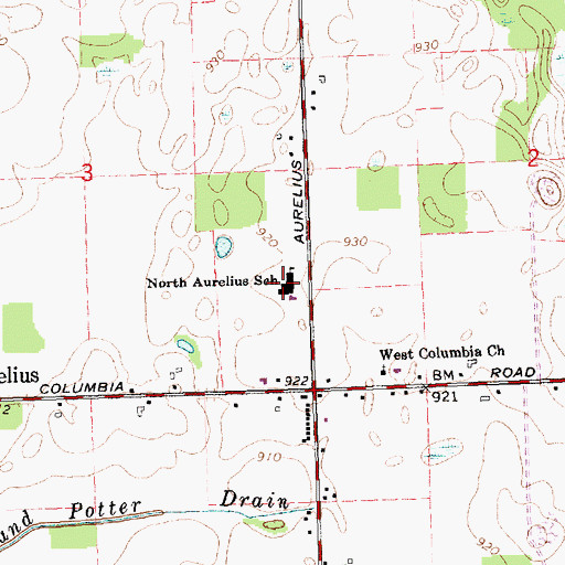 Topographic Map of North Aurelius Elementary School, MI