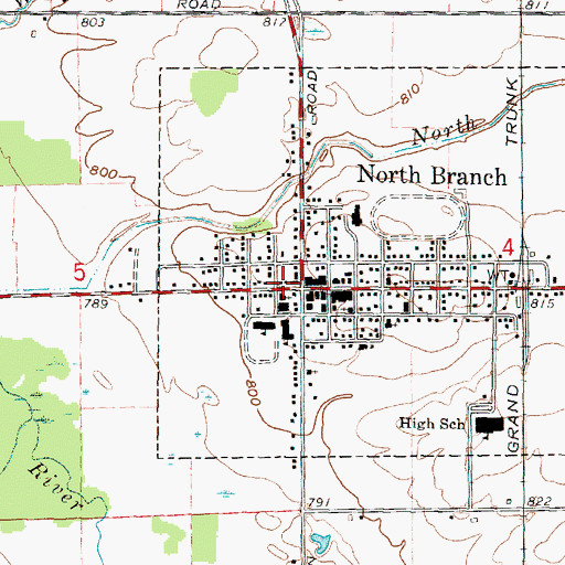 Topographic Map of North Branch, MI