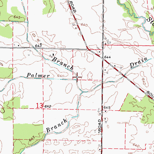 Topographic Map of North Branch Amos Palmer Drain, MI