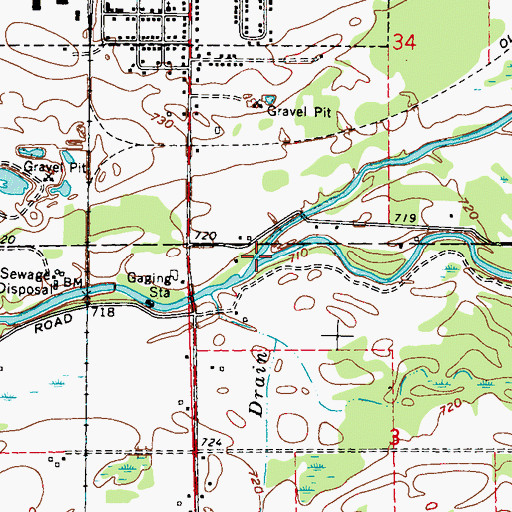 Topographic Map of North Branch Cass River, MI