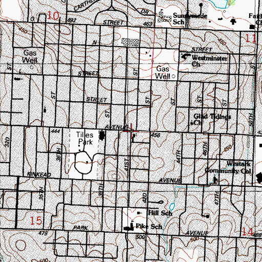 Topographic Map of Grand Avenue Baptist Church, AR
