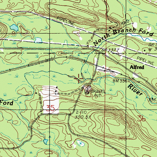 Topographic Map of North Branch Ford River, MI