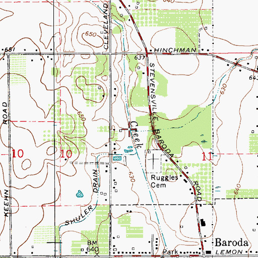 Topographic Map of North Branch Hickory Creek, MI
