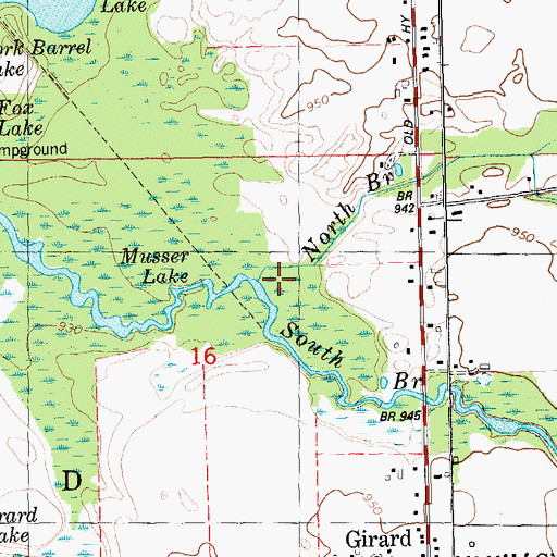 Topographic Map of North Branch Hog Creek, MI
