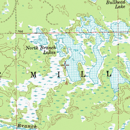Topographic Map of North Branch Lakes, MI