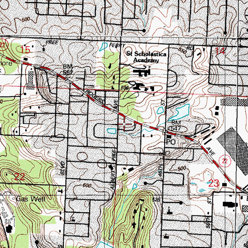 Topographic Map of Green Pointe Shopping Center, AR