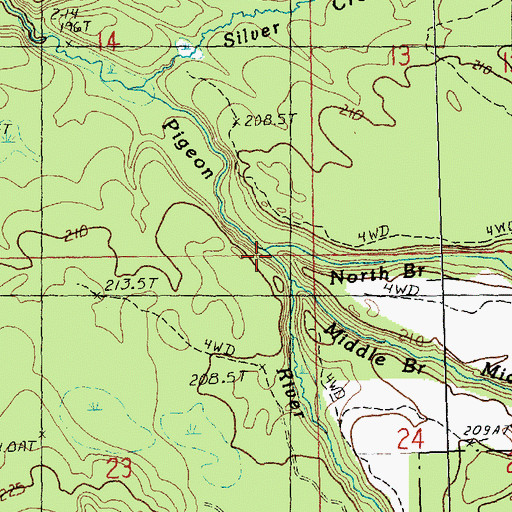 Topographic Map of North Branch Little Pigeon River, MI