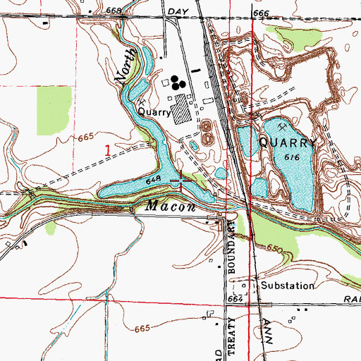 Topographic Map of North Branch Macon Creek, MI