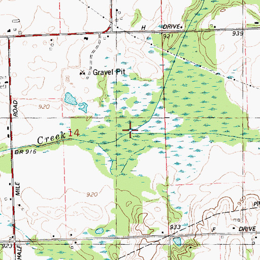 Topographic Map of North Branch Rice Creek, MI