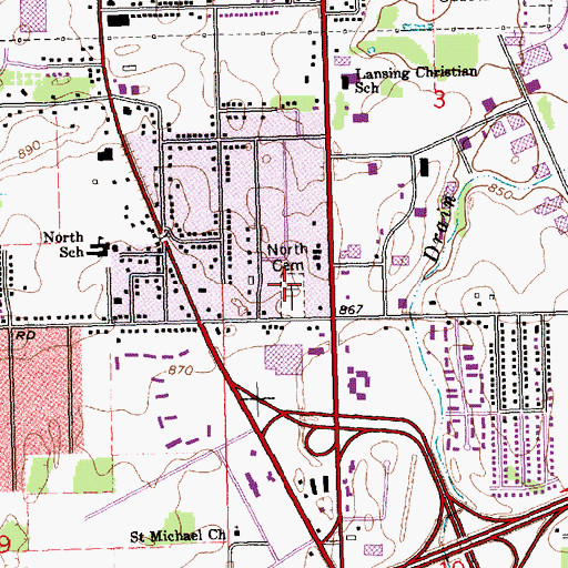 Topographic Map of North Cemetery, MI
