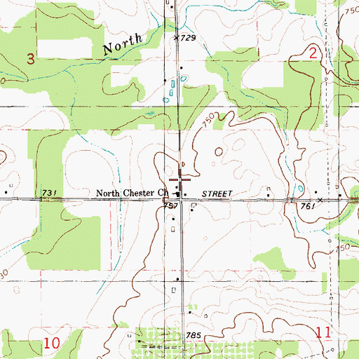 Topographic Map of North Chester Church, MI