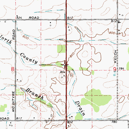 Topographic Map of North County Drain, MI