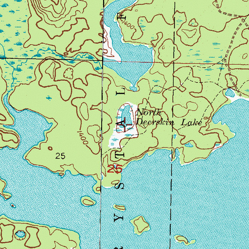 Topographic Map of North Deerskin Lake, MI