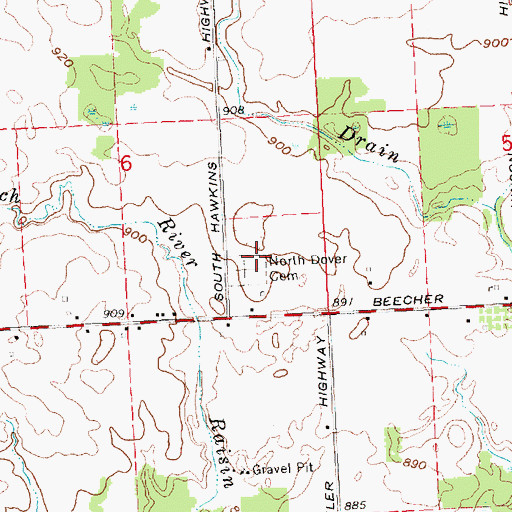 Topographic Map of North Dover Cemetery, MI